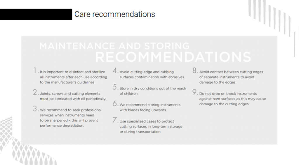 MAINTENANCE AND STORING RECOMMENDATIONS by ALEXANDER MAKARENKO