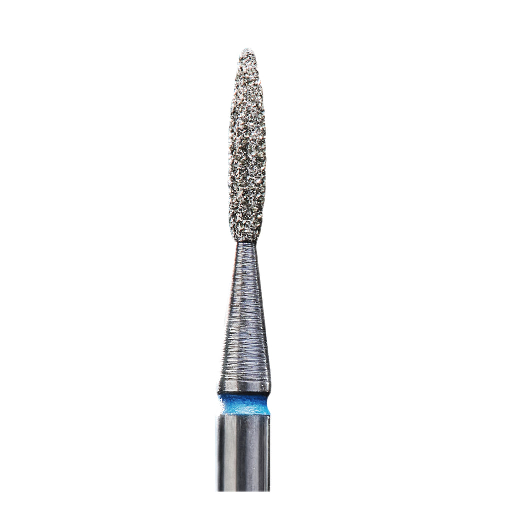 Diamond nail drill bit, "flame", blue, head diameter 1.6 mm / working part 8 mm