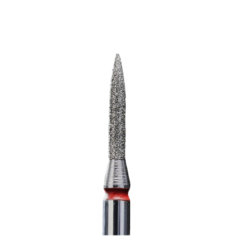 Diamond nail drill bit, "flame", red, head diameter 1.4 mm / working part 8 mm