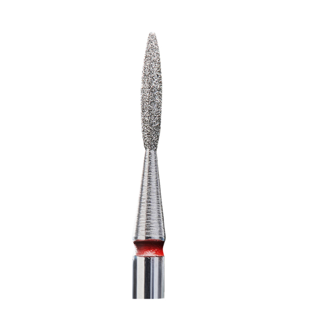 Diamond nail drill bit, "flame", red, head diameter 1.6 mm / working part 8 mm