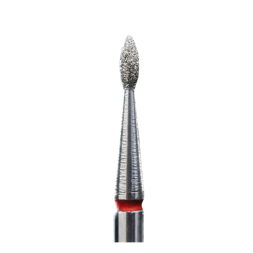 Diamond nail drill bit, "drop", red, head diameter 1.6 mm / working part 4 mm