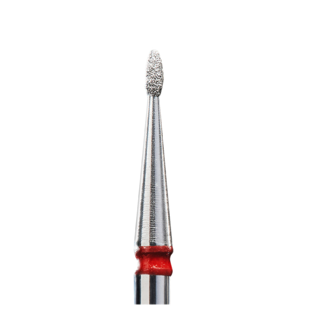 Diamond nail drill bit, rounded "bud", red, head diameter 1.2 mm / working part 3 mm