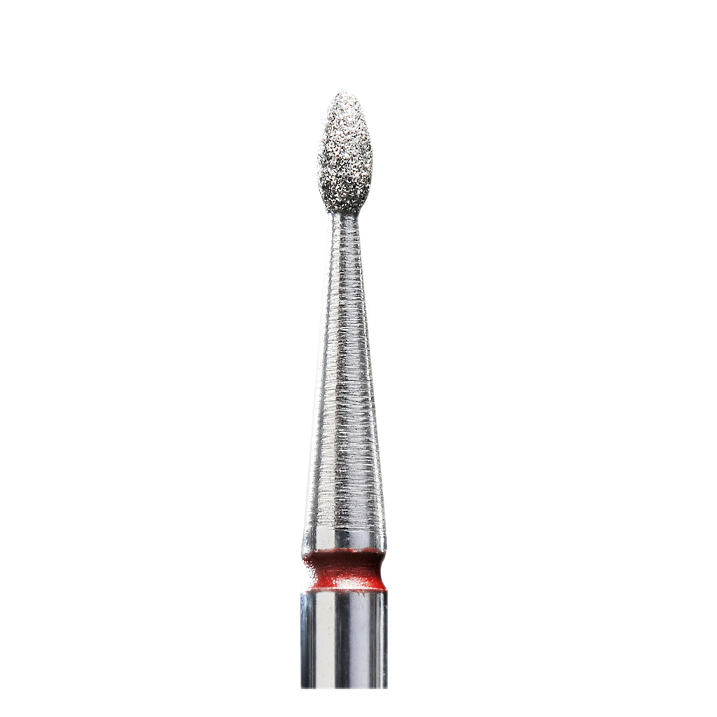 Diamond nail drill bit, rounded "bud", red, head diameter 1.6 mm / working part 3.4 mm